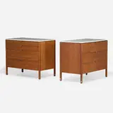 Florence Knoll, Cabinets, set of two, c. 1955, walnut, laminate, aluminum