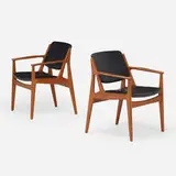 Arne Vodder, Armchairs, pair, 1955, teak, Naugahyde