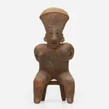 Pre-Columbian, Seated Nayarit figure, earthenware with applied pigment