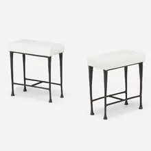 Christian Liaigre, Sud benches, pair, c. 2000, leather, cast bronze
