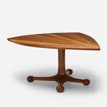 Tim Mackaness, Frog dining table, c. 1975, laminated and carved oak, black walnut and koa