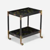 Fette d'Arancia serving cart by Piero Fornasetti, c. 1965, gilt and enameled aluminum, lacquered wood, brass, casters, sold Oct 2021