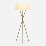 T. H. Robsjohn-Gibbings, Floor lamp, model 201-M, c. 1952, brass, enameled aluminum, linen