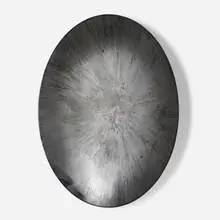 Christophe Gaignon, Mirror, 2016, antiqued and enameled mirrored glass, brass