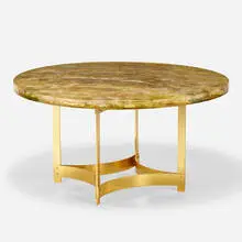 attribution Gilles Charbin, Dining table, c. 1975, resin, brass-plated steel