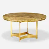 attribution Gilles Charbin, Dining table, c. 1975, resin, brass-plated steel