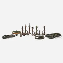 Collection of twenty lamp parts by attribution Tiffany Studios, bronze, sold Feb 2024