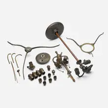 Early 20th Century, Collection of twenty-four lighting parts, patinated bronze