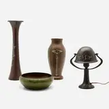 Heintz Art Metal Shop, Collection of three tabletop accessories with overlay