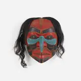 Chief Lelooska (Don Smith), Untitled (Northwest Coast mask), carved and painted wood, horsehair