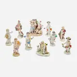 Meissen, Collection of ten figurines, glazed porcelain