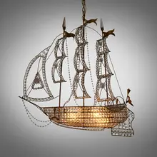 Maison Baguès, Three-masted Spanish galleon-shaped chandelier, cut glass, gold-washed steel