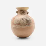 Pre-Columbian, Recuay polychrome figural jar with zoomorphic motifs, ceramic, paint