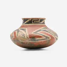 Native American, Tonto polychrome olla with stylized serpent motif, hand-painted earthenware