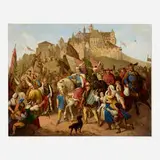 Henrik Weber, King Matthias Corvinus's Arrival into Buda Castle in 1495, c. 1855, oil on board