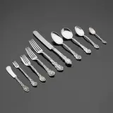 Versailles flatware service by Florentin Antoine Heller for Gorham Manufacturing Company, sterling silver, stainless steel, sold Feb 2024