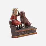 Shepard Hardware Co., Speaking Dog mechanical bank, c. 1885, painted cast iron