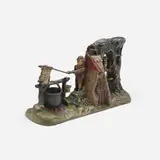 J. & E. Stevens Co., Boy Scouts Camp mechanical bank, c. 1875, painted cast iron