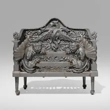Dawson Bros., Gothic Revival fire basket, c. 1887, enameled cast iron