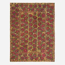 Central Asian, Ura Tube Suzani textile, linen, silk embroidery