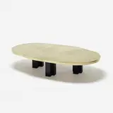Christian Krekels, coffee table, c. 1980, etched brass, enameled steel