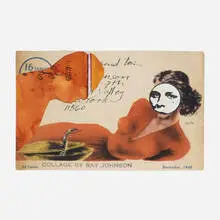 Ray Johnson, Untitled, 1972, ink and collage on cardstock