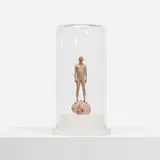 Dongwook Lee, Untitled, 2007, painted wax, inset coin, glass