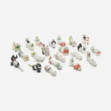 Liang Shuo, collection of twenty toys from The Great Chairman series (Jigujigu), 2006, glazed stoneware, leather, plastic