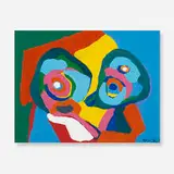 Karel Appel, Deux Personnages, 1969, acrylic on paper mounted to canvas