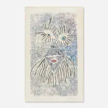 Rolf Nesch, Face, 1966, relief etching on paper