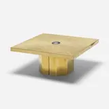 Georges Mathias, coffee table, c. 1980, etched brass, brass, agate