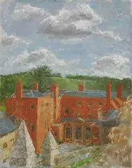 Untitled by Fred Dubery, framed; CHURCH VIEW Oil on board 22.2 x 20.6cm; OBELISK, sold Oct 2019