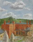 Fred Dubery, Untitled, framed; CHURCH VIEW Oil on board 22.2 x 20.6cm; OBELISK