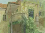 Fred Dubery, Untitled, oil on board 40.5 x 35cm; WOMAN ON A STAIRCASE (7)