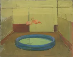 Untitled by Fred Dubery, Fred Dubery (1926-2011) FLAMINGO POOL Oil on board 30.5 x 40.6cm, sold Oct 2019
