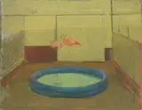 Fred Dubery, Untitled, Fred Dubery (1926-2011) FLAMINGO POOL Oil on board 30.5 x 40.6cm