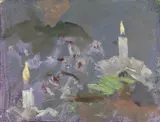 Fred Dubery, Untitled, Fred Dubery (1926-2011) IN CANDLELIGHT Oil on board 13.8 x 18.1cm; and four others