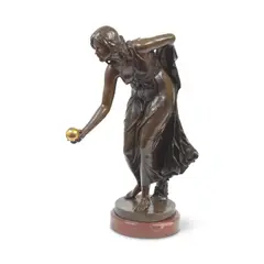 Walter Schott, patinated and parcel gilt bronze figure of Atalanta, parcel gilt bronze