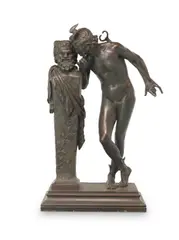 Hippolyte Moulin, patinated bronze model of 'Un Secret d'en Haut (The Secret from Above)', patinated bronze
