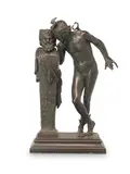 Hippolyte Moulin, patinated bronze model of 'Un Secret d'en Haut (The Secret from Above)', patinated bronze