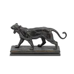 Charles Valton, patinated bronze model of a lioness, patinated bronze