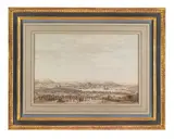 Nicolas Louis de Lespinasse, One of the first views of the Russian city of Ekaterinburg since it was founded, pen, ink, whitewash and  watercolour on paper with original wash-line mount