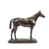 Isidore Bonheur, patinated bronze model of a standing horse, patinated bronze