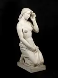 Břetislav Benda, carved white marble figure of a kneeling maiden