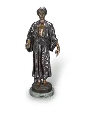 patinated bronze figure of a 'Young Arab' by Rene Charles Masse, patinated bronze, sold Feb 2024