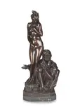 Bruno Zach, patinated bronze Orientalist figural group of 'The Slave Trader', patinated bronze