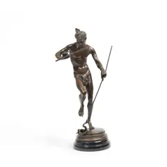 Charles-Arthur Bourgeois, patinated bronze figure of The Snake Charmer, patinated bronze