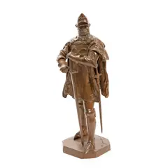 Nicholas Grandmaison, patinated bronze figure of Bertrand du Guesclin (The Eagle of Brittany 1320-1380), patinated bronze