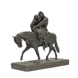 Vasily Gratchev, late 19th / early 20th century patinated bronze figural group of 'The Farewell Kiss', patinated bronze