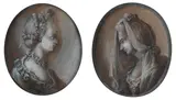 Augustin Egell, Portrait of a lady; Portrait of a lady with a veil, a pair, one signed 'A.EGELL' (lower left) both watercolour and gouache, heightened with white, oval